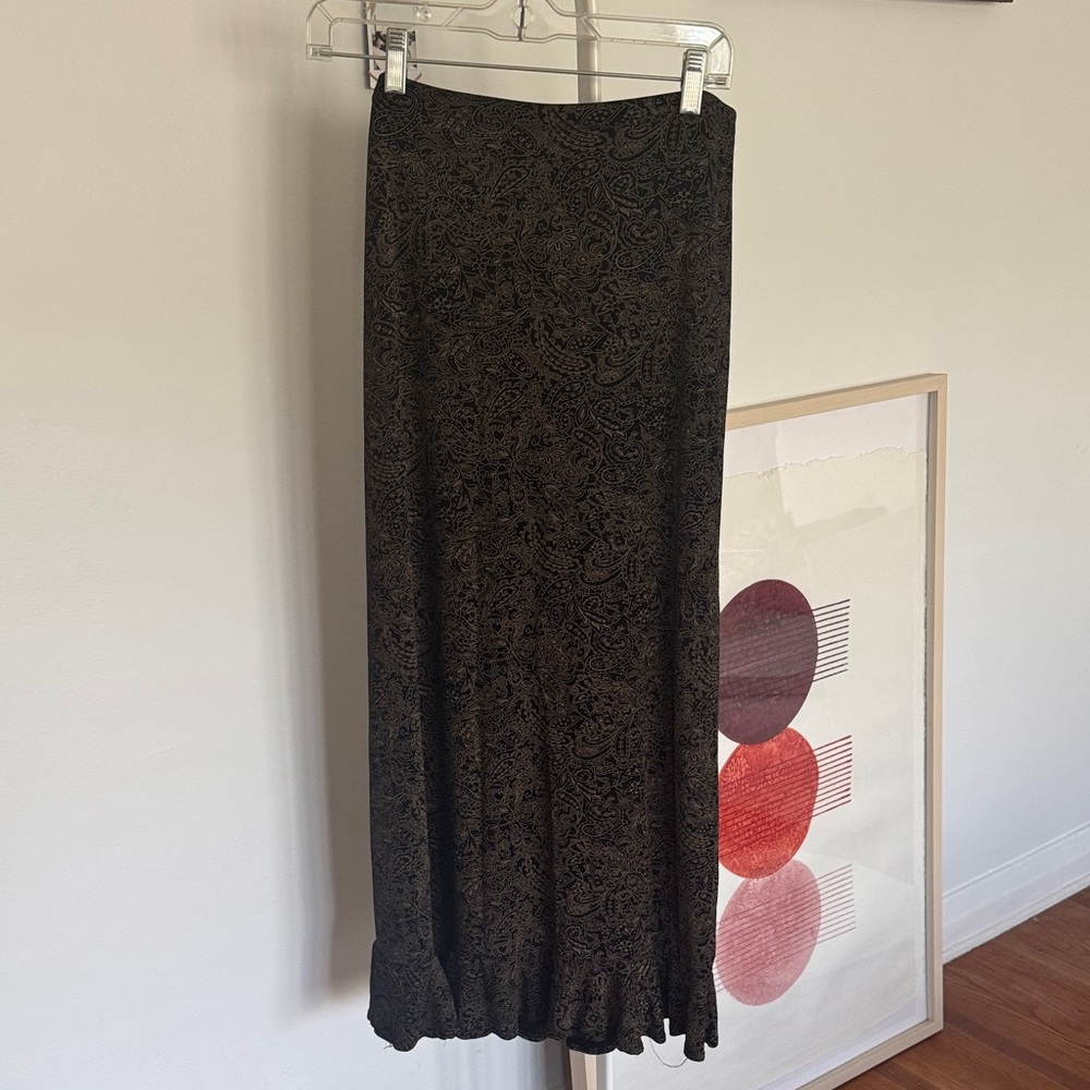 Susan Lawrence Black Paisley Maxi Skirt